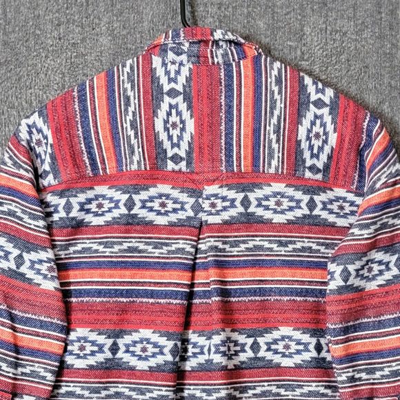 Rock & Roll Denim Shirt Womens XL Red White Blue Aztec Button Up Jacket Shacket - Picture 9 of 14